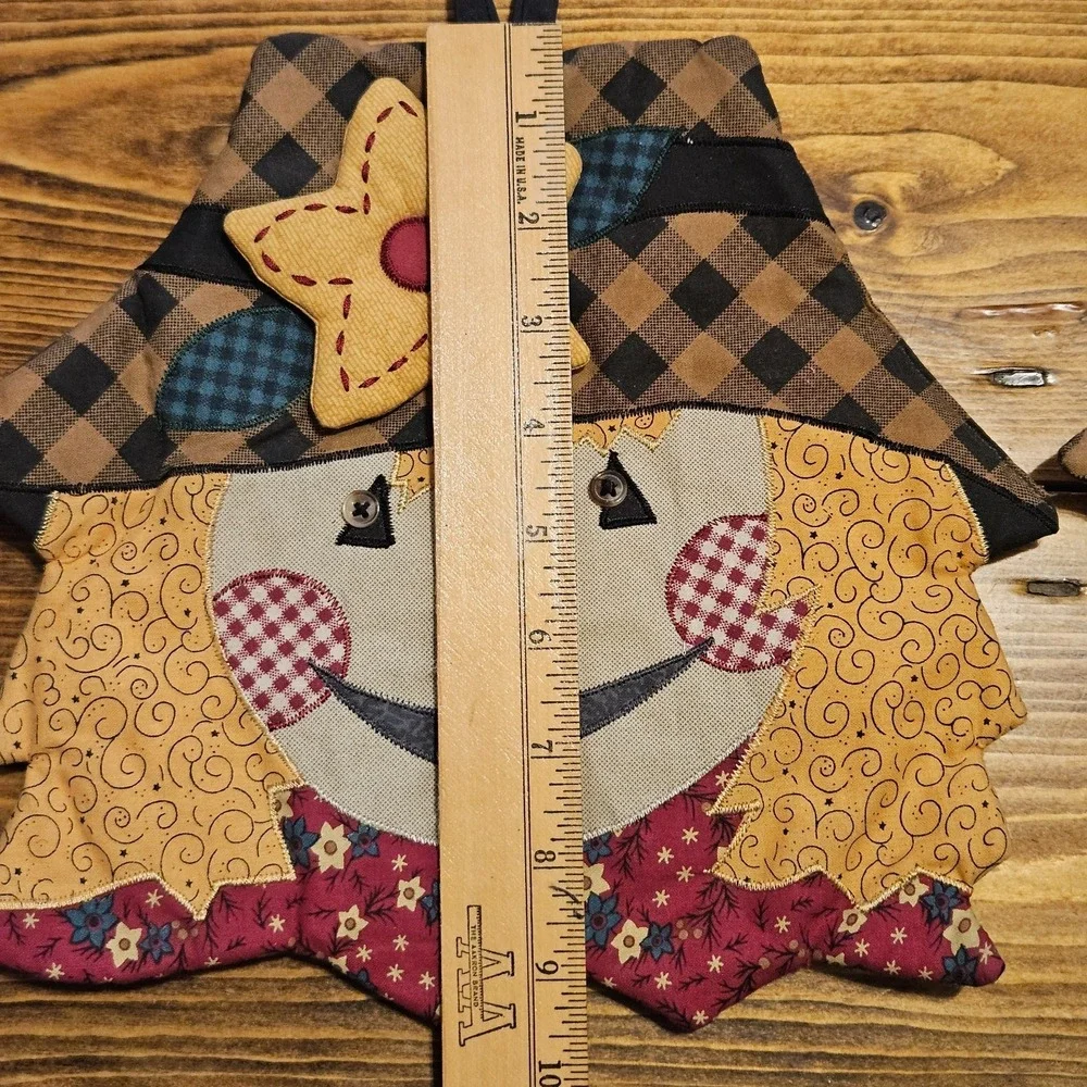 VTG Scarecrow Pot Holders Set of 2 Fall Autumn Farmhouse Kitchen‎ Decor Cotton